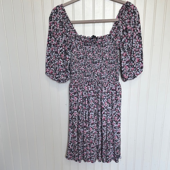 Pink and White Smocked Scoop Neck Midi Dress - Picture 1 of 6